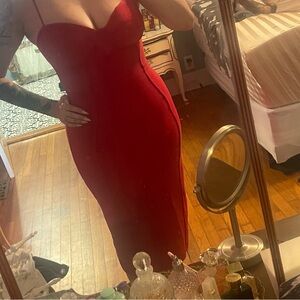 Fashion Nova Striking Red Midi Dress